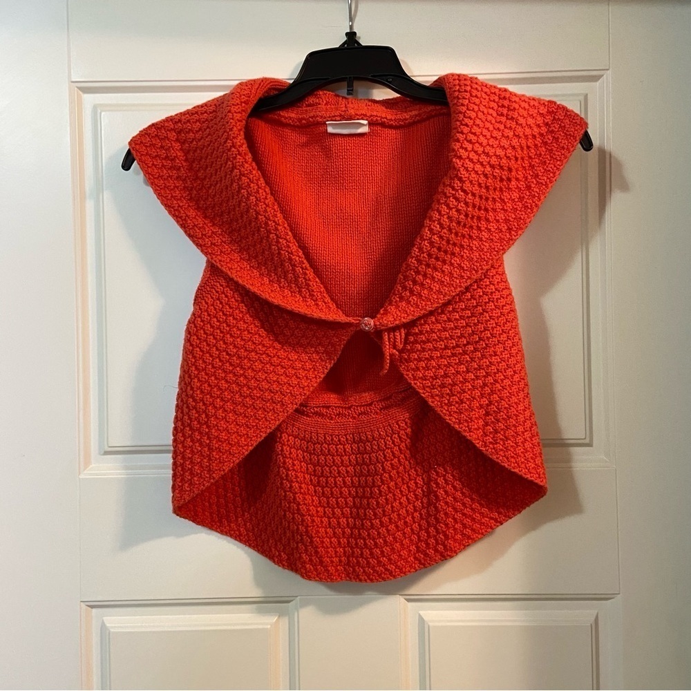Crazy 8 Girls Orange Hooded Sweater Poncho Cape Vest L 10-12